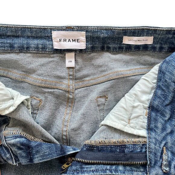 FRAME Le Crop Mini Bootcut Jeans w/ Raw Hem - Cairo Wash – Size 28 - Picture 9 of 10